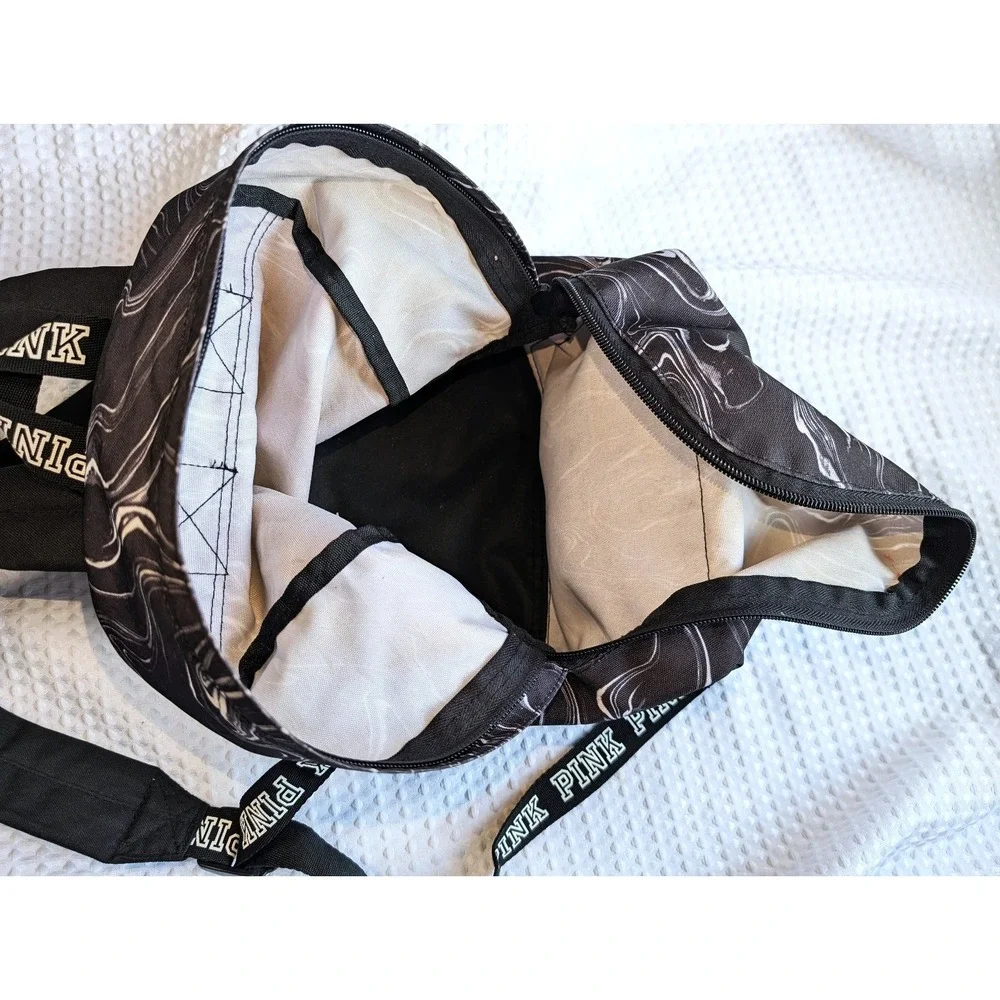 Pink Campus Backpack Victoria's Secret Black & White Marbled Logo Travel Bag 15